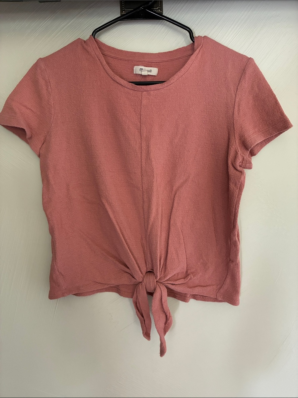 Madewell Rose Tie Short Sleeve Tee in Dusty Rose